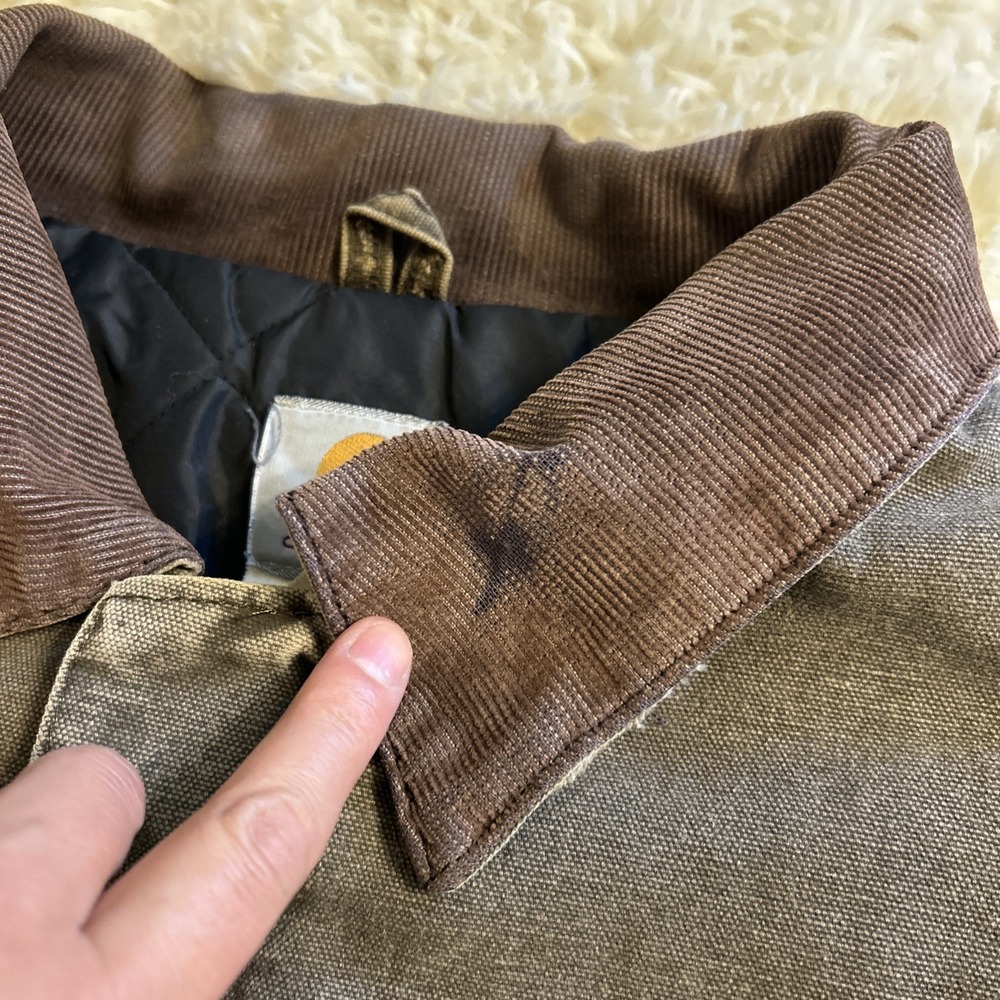 Carhartt J22-CHT Brown Vintage Mens XXL Arctic Jacket Corduroy Collar Distressed - Picture 9 of 16